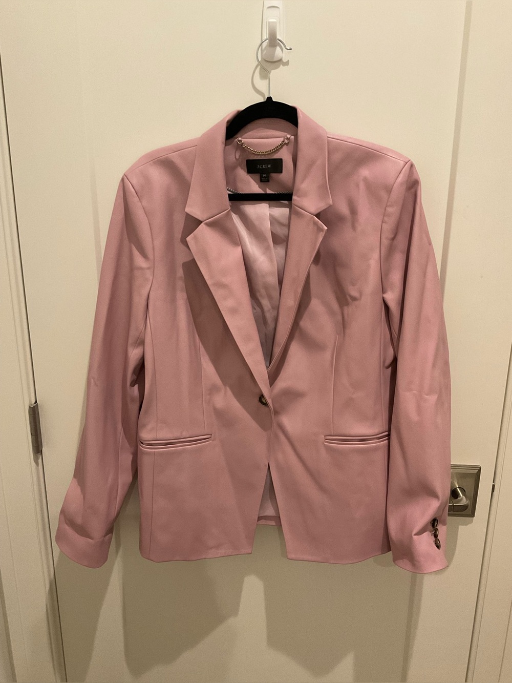 J. Crew Pink Women's Faux Leather Blazer - Picture 2 of 5